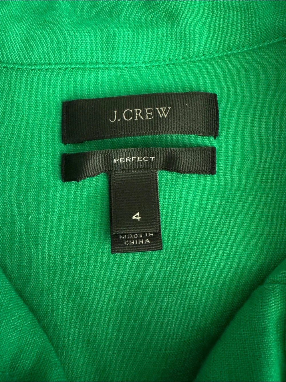 J. Crew Perfect Green Button Down Linen Blend Shirt - Picture 7 of 10